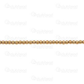 1112-1201-GL - Semi Precious Stone Bead Hematite Round 3mm 0.8mm hole Gold 15in String 1112-1201-GL,Round beads,montreal, quebec, canada, beads, wholesale