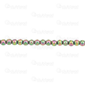 1112-1202-AB1 - Bille de Pierre Fine Rond 4mm Hématite AB Mauve-Vert Corde 15.5po 1112-1202-AB1,Billes,Pierres,Hématite,montreal, quebec, canada, beads, wholesale