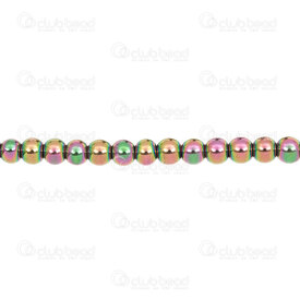 1112-1204-AB1 - Bille de Pierre Fine Rond 6mm Hématite AB Mauve-Vert Corde 15.5po 1112-1204-AB1,Billes,Pierres,Hématite,montreal, quebec, canada, beads, wholesale