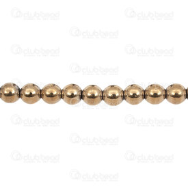 1112-1205-GL - Bille de Pierre Fine Rond 8mm Hématite Or Clair Trou 1.5mm Corde de 15.5 Pouces 1112-1205-GL,satin,montreal, quebec, canada, beads, wholesale