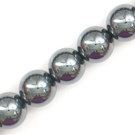A-1112-1207 - Semi-precious Stone Bead Round 12MM Hematite 16'' String A-1112-1207,montreal, quebec, canada, beads, wholesale