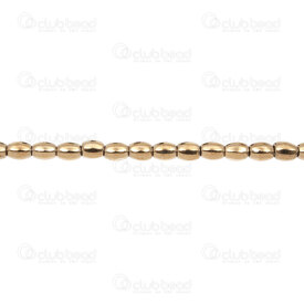 1112-1211-GL - Semi Precious Stone Bead Hematite Oval 5x4mm 1mm hole Gold 16in String 1112-1211-GL,24,montreal, quebec, canada, beads, wholesale