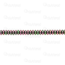 1112-1220-AB1 - Semi Precious Stone Bead Rondelle 4x1.5mm Hematite Purple-Green AB 15.5in String 1112-1220-AB1,Beads,Stones,Hematite,montreal, quebec, canada, beads, wholesale