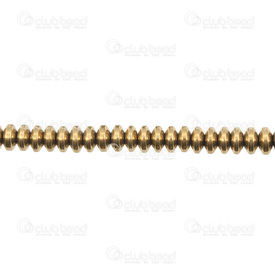 1112-1221-GL - Bille de Pierre Fine Rondelle 6MM Hématite Or Corde de 16 Pouces 1112-1221-GL,bille ronde 6mm,montreal, quebec, canada, beads, wholesale