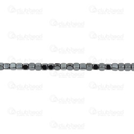 1112-12300-03 - Semi Precious Stone Bead Cube Rounded 3x3mm Hematite Natural 1mm Hole 15.5'' String 1112-12300-03,Hematite,montreal, quebec, canada, beads, wholesale