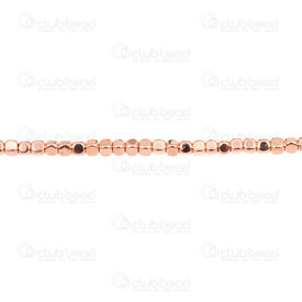 1112-12300-03RGL - Semi Precious Stone Bead Cube Rounded 3x3mm Hematite Rose Gold 1mm Hole 15.5'' String 1112-12300-03RGL,Beads,Stones,Hematite,montreal, quebec, canada, beads, wholesale