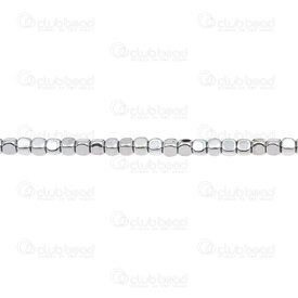 1112-12300-03SL - Semi Precious Stone Bead Cube Rounded 3x3mm Hematite Silver 1mm Hole 15.5'' String 1112-12300-03SL,1112-12,montreal, quebec, canada, beads, wholesale