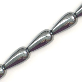 A-1112-1261 - Semi-precious Stone Bead Drop 8X16MM Hematite 16'' String A-1112-1261,montreal, quebec, canada, beads, wholesale
