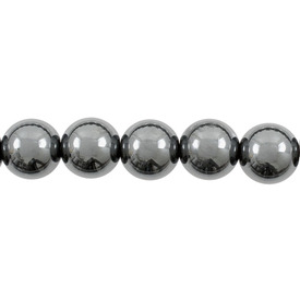 A-1112-1273 - Semi-precious Stone Bead Round 8MM Hematite 2mm Hole 16'' String A-1112-1273,montreal, quebec, canada, beads, wholesale