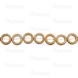 1112-1288-121MG - Hematite Bead DONUT 12mm matt gold 7.5mm hole 17'' String (App. 32pcs) 1112-1288-121MG,montreal, quebec, canada, beads, wholesale