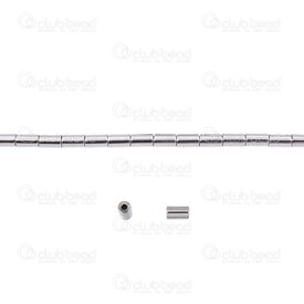 1112-130107-05WH - Pierre Fine Bille Tube 3x5mm Hematite Nickel Trou 1mm Corde de 15.5 Pouces 1112-130107-05WH,Billes en hématite,montreal, quebec, canada, beads, wholesale