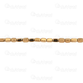 1112-1348-0507 - Semi-precious Stone Bead Rounded Rectangle 4.5x3mm Gold Hematite 1mm hole 15.5'' String 1112-1348-0507,Beads,Stones,Hematite,montreal, quebec, canada, beads, wholesale