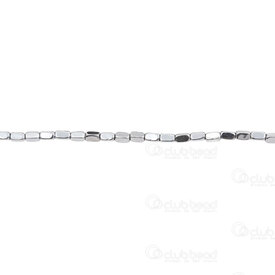 1112-1348-07 - Bille de Pierre Fine Rectangle Arrondi 4x2mm Hématite Argent Corde 15,5 Pouces (env89pcs) 1112-1348-07,15.5'' String,montreal, quebec, canada, beads, wholesale
