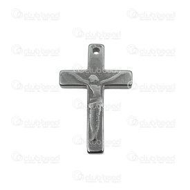 1112-1351 - Semi-precious Stone Hematite Pendant cross with Jesus, 27X38mm 10pcs 1112-1351,Pendants,Hematite,montreal, quebec, canada, beads, wholesale
