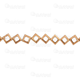 1112-1354-11OXBR - Semi-precious stone Hematite diagonal square 11X11MM Antique Brass 16'' String 1112-1354-11OXBR,Beads,Stones, laiton antique,montreal, quebec, canada, beads, wholesale
