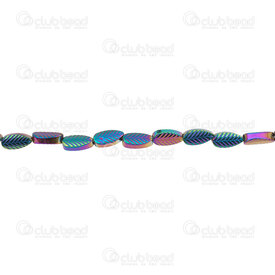 1112-1359-AB - Semi-precious Stone Bead Leaf With Engraved Design 8x4mm Hematite AB 1mm hole 16" String (app54pcs) 1112-1359-AB,montreal, quebec, canada, beads, wholesale