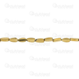1112-1359-GL - Semi-precious Stone Bead Leaf With Engraved Design 8x4mm Hematite Gold 16" String (app54pcs) 1112-1359-GL,Beads,Stones,Hematite,montreal, quebec, canada, beads, wholesale