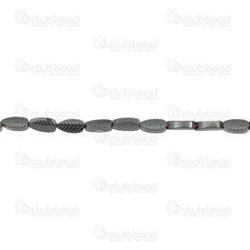 1112-1359 - Semi-precious Stone Bead Leaf With Engraved Design 8x4mm Hematite Natural 1mm hole 16" String (app54pcs) 1112-1359,Hematite Beads and Pendants,montreal, quebec, canada, beads, wholesale