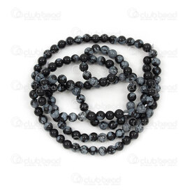 1112-240101-3.021 - Natural Semi-Precious Stone Bead Prestige Snowflake Obsidian Round 3mm 0.5mm Hole 15in String Mexico 1112-240101-3.021,Obsidienne,montreal, quebec, canada, beads, wholesale