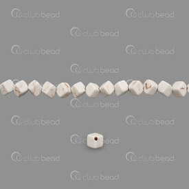 1112-240102-0601 - Bille de Pierre Fine Reconstitué Turquoise Beige Cube Diagonal 6mm Trou 1mm Corde de 16 Pouces 1112-240102-0601,diagonal,montreal, quebec, canada, beads, wholesale