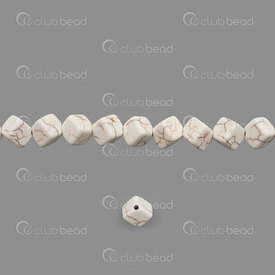 1112-240102-0801 - Reconstructed Semi Precious Stone Bead Beige Turquoise Diagonal Cube 8mm 1mm hole 16'' String 1112-240102-0801,bille cube 8mm,montreal, quebec, canada, beads, wholesale