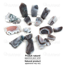 1112-240106-3501 - Natural Semi Precious Stone Pendant Persian Agate (approx. 35x20mm) Polygone shape with hole Graduated Size 15.5" String 1112-240106-3501,2.46,montreal, quebec, canada, beads, wholesale