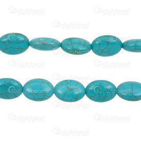 1112-240112-1809 - Pierre Fine Bille Oval 14x18x6mm Turquoise Bleu Reconstitue Trou 1mm Corde 16 pouces 1112-240112-1809,montreal, quebec, canada, beads, wholesale