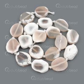 1112-240113-2001 - Bille de Pierre Fine Agate Blanc Forme Irreguliere approx. 20x16x5mm Trou 2mm Corde 16po (approx.16pcs) 1112-240113-2001,pierre 2mm,montreal, quebec, canada, beads, wholesale