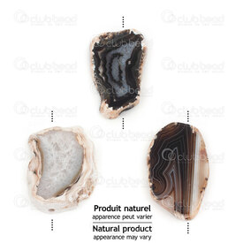 1112-240113-4001 - Semi Precious Stone Bead Brown-White Agate Irregular Shape approx. 40x25x6mm 2mm hole 3pcs 1112-240113-4001,gem stone,montreal, quebec, canada, beads, wholesale