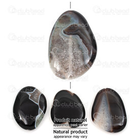 1112-240113-4901 - Semi Precious Stone Bead Black-White Agate Irregular Shape approx. 49x40x9mm 2mm hole 1pc 1112-240113-4901,Beads,Stones,Pendentif pierres fines,montreal, quebec, canada, beads, wholesale