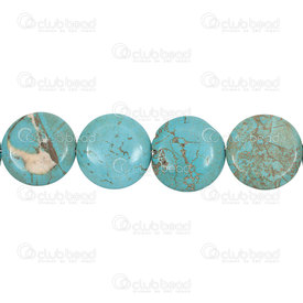 1112-240115-3001 - Pierre Fine Pastille Rond 30x10mm Turquoise 9pcs Corde 16pouces 1112-240115-3001,montreal, quebec, canada, beads, wholesale