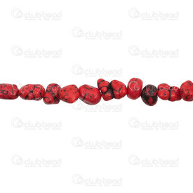 1112-240213-01 - Semi precious stone bead reconstructed red turquoise nugget irregular shape-size 36\"string (appr.65pcs) 1112-240213-01,pepite,montreal, quebec, canada, beads, wholesale
