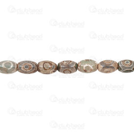 1112-240307-1201 - Natural Semi Precious Stone Bead Cylinder Green Tibetan Agate 12x8mm with Evil Eye Dzi Design 1.2mm hole 15in String (approx. 38pcs) 1112-240307-1201,cylinder,montreal, quebec, canada, beads, wholesale