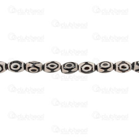1112-240307-1203 - Natural Semi Precious Stone Bead Cylinder Black-White Tibetan Agate 12x8mm with Evil Eye Dzi Design 1.2mm hole 15in String (approx. 30pcs) 1112-240307-1203,String,montreal, quebec, canada, beads, wholesale