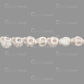 1112-240313-03 - Semi-precious Stone Bead Skull 12.5x10x12mm Dyed Magnesite Beige 16\'\'string (approx.30pc)s 1112-240313-03,Beads,montreal, quebec, canada, beads, wholesale