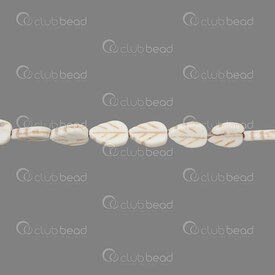 1112-240313-05WH - Reconstructed Semi Precious Stone Bead Beige Turquoise Leaf 13x9x3mm 1mm hole 15in String 1112-240313-05WH,String,montreal, quebec, canada, beads, wholesale