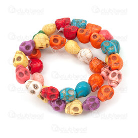 1112-240313-09MIX - Bille de Pierre Fine Crane 10.5x9x10mm Magnesite Teint Couleur Mix Trou 1mm Corde de 15po 1112-240313-09MIX,montreal, quebec, canada, beads, wholesale