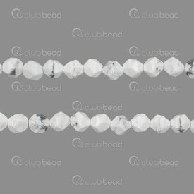 1112-240606-0801 - Semi precious stone Bead Geometrical 8mm White Howlite Facetted 1mm hole (approx. 40pcs) 15'' String 1112-240606-0801,Howlite,montreal, quebec, canada, beads, wholesale