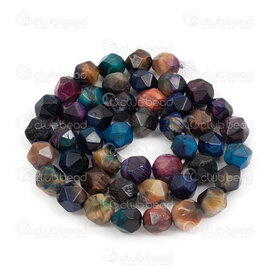 1112-240606-0805MIX - Natural Semi Precious Stone Bead Mix Tiger Eye Facetted Geometrical 8mm 1mm hole (approx. 40pcs) 15\'\' String 1112-240606-0805MIX,Beads,Stones,Semi-precious,montreal, quebec, canada, beads, wholesale