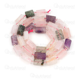 1112-240607-11MIX - Natural Semi Precious Stone Bead Tube Faceted Combination Rutiled Quartz-Amethyst 8x6.5mm 1mm hole 15in String (app 30pcs) 1112-240607-11MIX,Quartz,montreal, quebec, canada, beads, wholesale