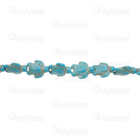 1112-2410-01 - Reconstructed Semi Precious Stone Bead Turtle 18x14x7mm Blue Turquoise 1.5mm hole (approx. 20pcs) 16.5'' String 1112-2410-01,Pierre turquoise bleu,montreal, quebec, canada, beads, wholesale