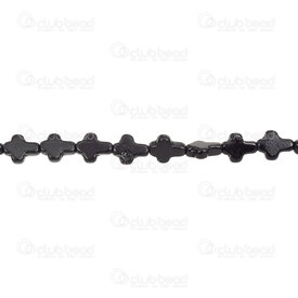1112-2412-03 - Reconstructed Semi Precious Stone Bead Cross 10x8x3mm Dyed Turquoise Black 1mm hole (app 30pcs) 1112-2412-03,Beads,Stones,89,montreal, quebec, canada, beads, wholesale
