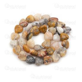 1112-2414-1001 - Natural Semi Precious Stone Bead Crazy Lace Agate Heart 10.5x10.5x5mm 0.8mm Hole 15.5" String 1112-2414-1001,Beads,Stones,dent,montreal, quebec, canada, beads, wholesale