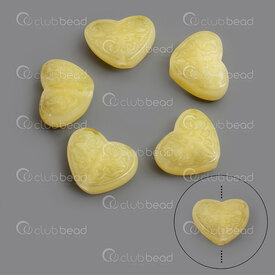 1112-2414-1301 - Reconstructed Amber Bead Heart With Embossed Design 24x18.5x6.5mm 1.2mm hole 10pcs 1112-2414-1301,ambre,montreal, quebec, canada, beads, wholesale