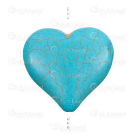 1112-2414-4201 - Bille de Pierre Fine Reconstitue forme Cœur 44x42x10mm Turquoise Bleu Trou 1.5mm 2pcs !QUANTITE LIMITEE! 1112-2414-4201,Pierre turquoise bleu,montreal, quebec, canada, beads, wholesale
