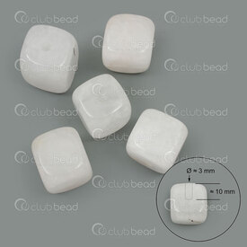 1112-2710-03 - Natural Semi Precious Stone Cube White Jade 20x20mm Half Drilled 3mm hole (can be use as incense holder) 5pcs 1112-2710-03,e,montreal, quebec, canada, beads, wholesale