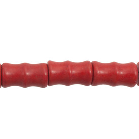 *1112-8567 - Semi-precious Stone Bead Tube 10X17MM Magnesite Red 16'' String *1112-8567,montreal, quebec, canada, beads, wholesale