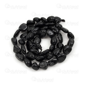 1112-9070-39 - Natural Semi Precious Stone Bead Black Tourmaline Free Form (approx. 6x8mm) 0.8mm Hole 15.5\" String 1112-9070-39,Natural Semi Precious Stone Free Form no hole,montreal, quebec, canada, beads, wholesale