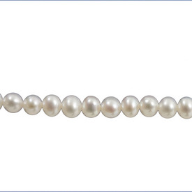 A-1113-0111-WHITE - Bille de Perle D'eau Douce Rond 5X6MM Blanc Corde de 16 Pouces A-1113-0111-WHITE,montreal, quebec, canada, beads, wholesale