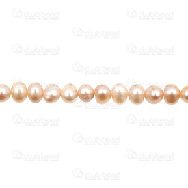 1113-0123-01 - Fresh Water Pearl Bead Potato 6x7mm Peach 13'' String 1113-0123-01,1113-0,6X7MM,Bead,Natural,Fresh Water Pearl,6X7MM,Round,Potato,Peach,China,13'' String,montreal, quebec, canada, beads, wholesale
